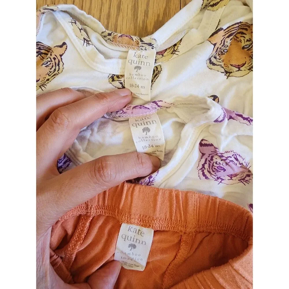 Kate Quinn 18-24M Lot of 3 Tigers Two Long Sleeve Body Suit and Panda Pants
